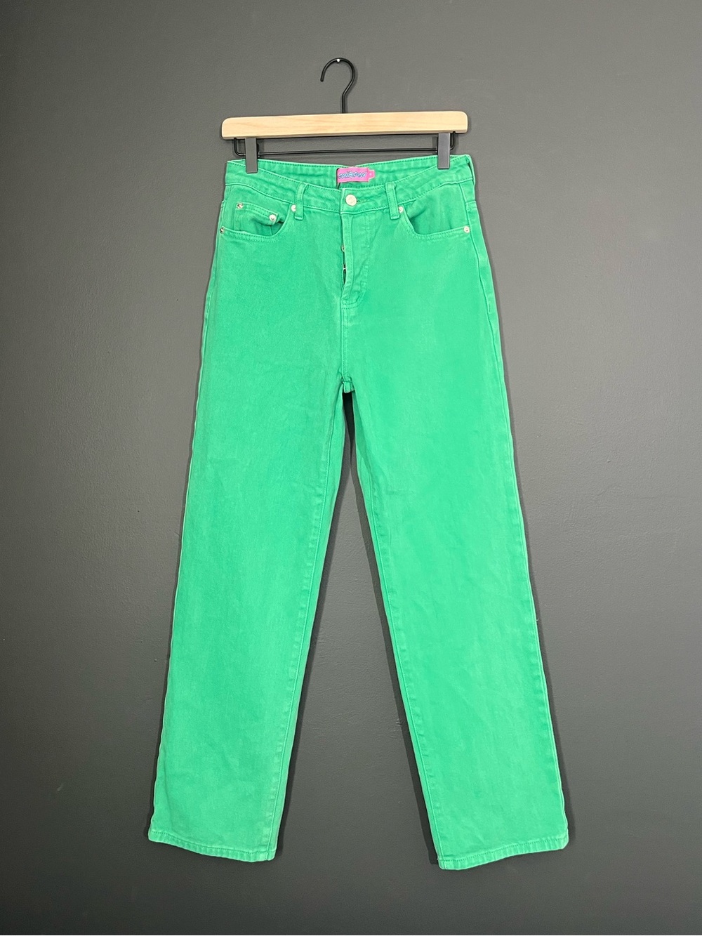 Edikted High Rise Straight Leg Green Jeans NWOT